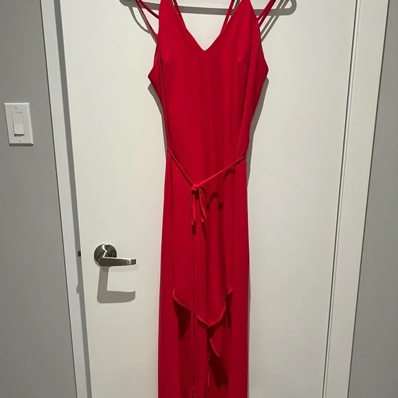 INTERMIX Pink Asymmetrical Ruffled Cocktail Dress - Picture 2 of 6